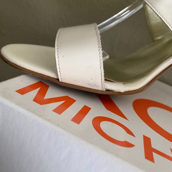 Michael Kors strappy ivory/cream Naughty Women's Vanilla Patent Heels - Picture 4 of 10